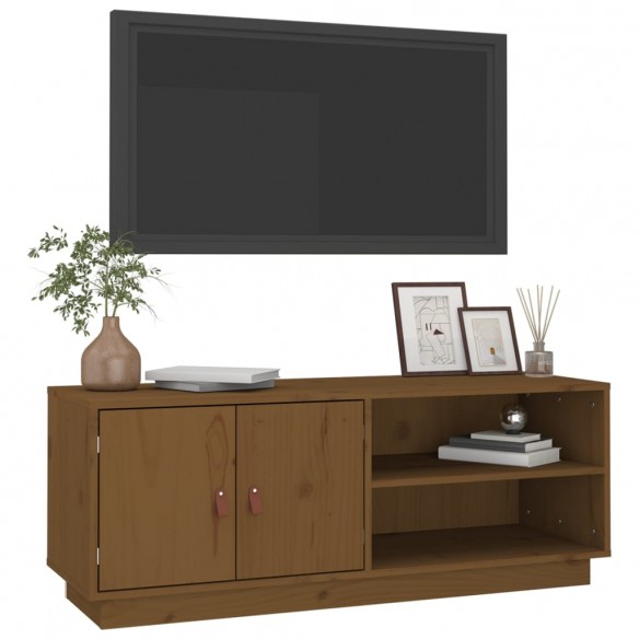 Meuble TV Marron miel 105x34x40 cm Bois de pin massif