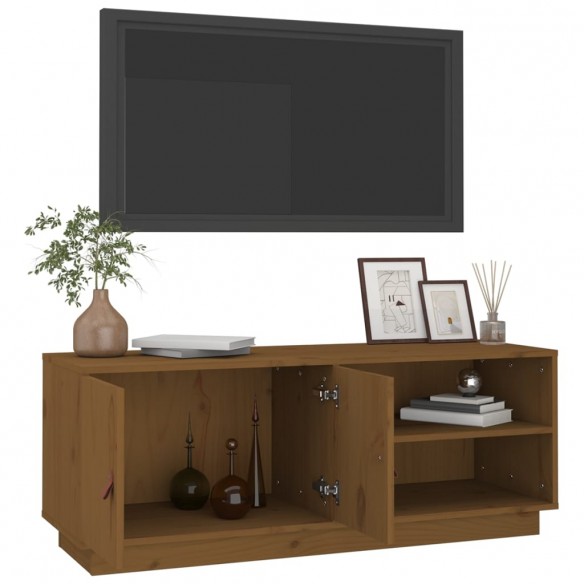 Meuble TV Marron miel 105x34x40 cm Bois de pin massif