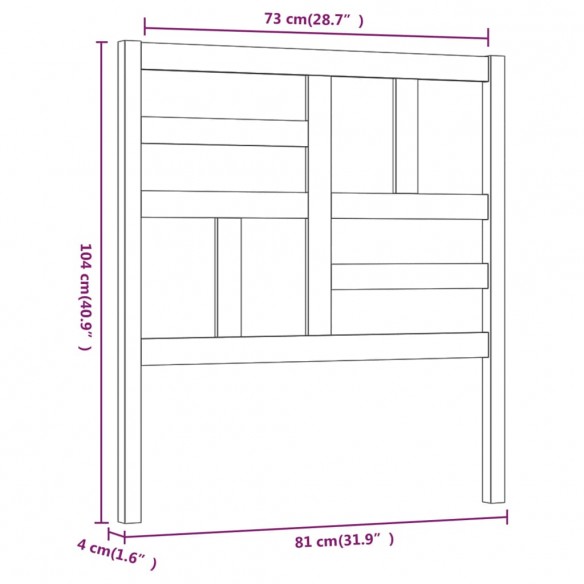 Tête de lit Gris 81x4x104 cm Bois massif de pin