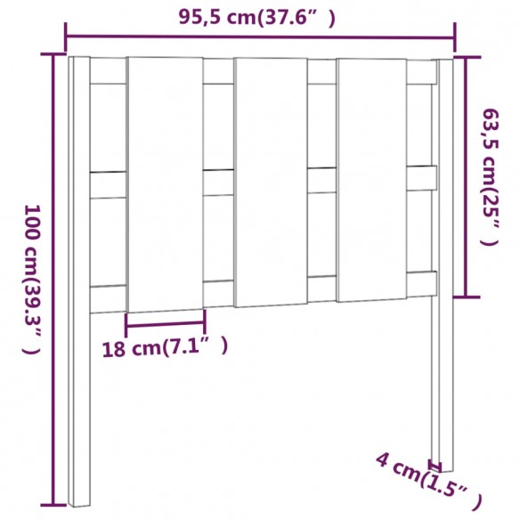 Tête de lit 95,5x4x100 cm Bois massif de pin