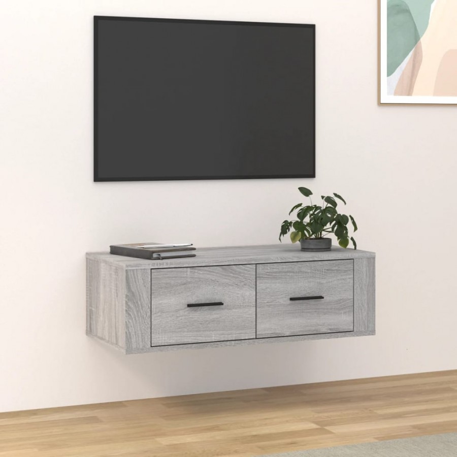 Armoire TV suspendue Sonoma gris 80x36x25 cm Bois d'ingénierie