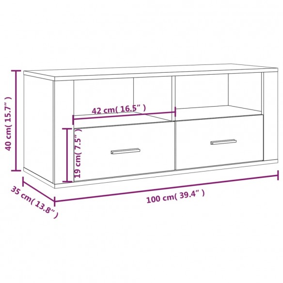 Meuble TV Gris béton 100x35x40 cm Bois d'ingénierie