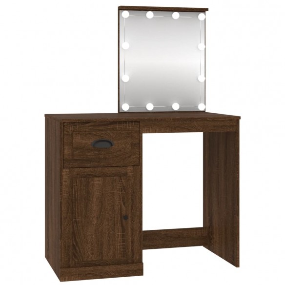 Coiffeuse avec LED chêne marron 90x50x132,5cm bois d'ingénierie