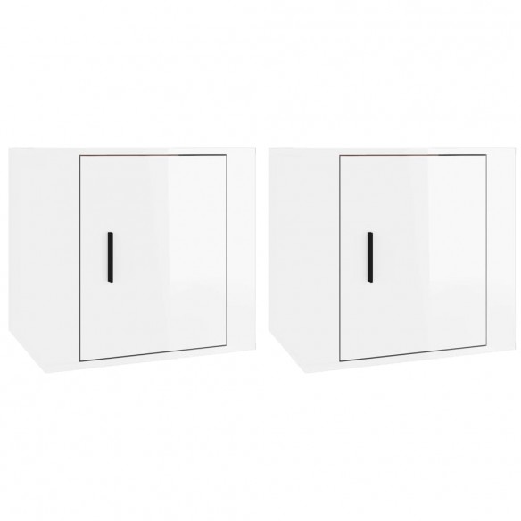 Tables de chevet 2 pcs Blanc brillant 50x39x47 cm