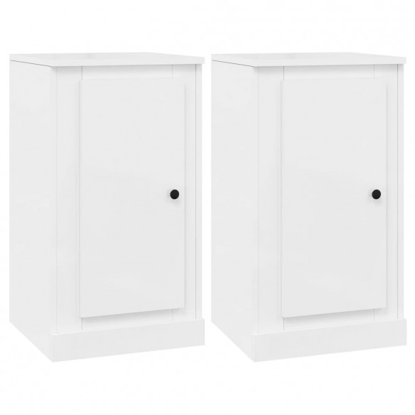 Buffets 2 pcs blanc brillant 37,5x35,5x67,5cm bois d'ingénierie