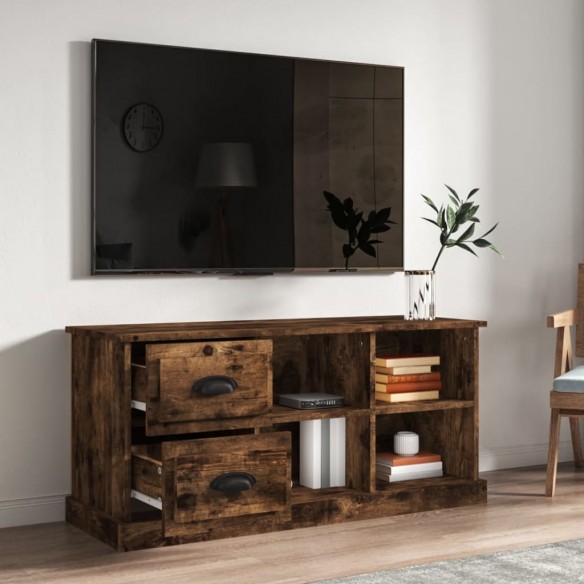 Meuble TV chêne fumé 102x35,5x47,5 cm bois d'ingénierie