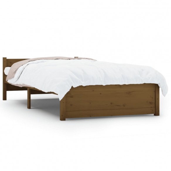 Cadre de lit Marron miel Bois massif 75x190 cm Petit simple