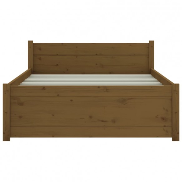 Cadre de lit Marron miel Bois massif 75x190 cm Petit simple