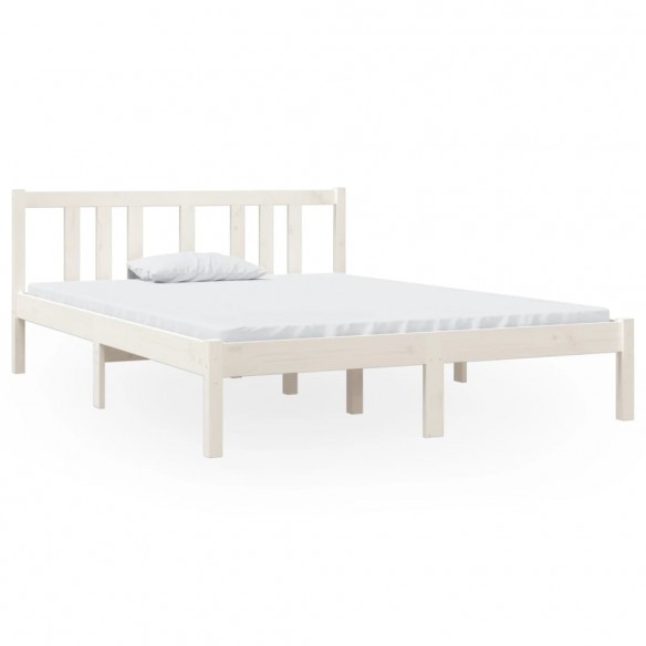 Cadre de lit Blanc Bois massif 135x190 cm Double