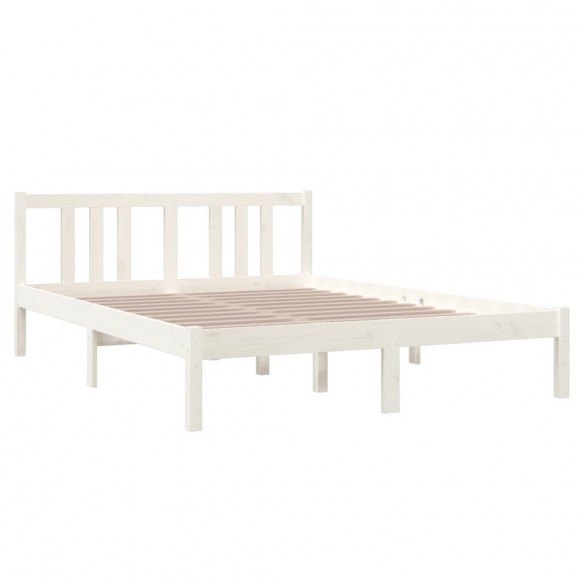 Cadre de lit Blanc Bois massif 135x190 cm Double