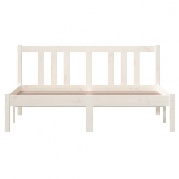 Cadre de lit Blanc Bois massif 135x190 cm Double