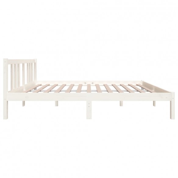 Cadre de lit Blanc Bois massif 135x190 cm Double