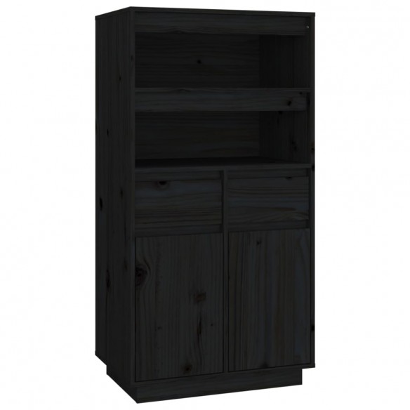 Buffet haut Noir 60x40x116,5 cm Bois massif de pin