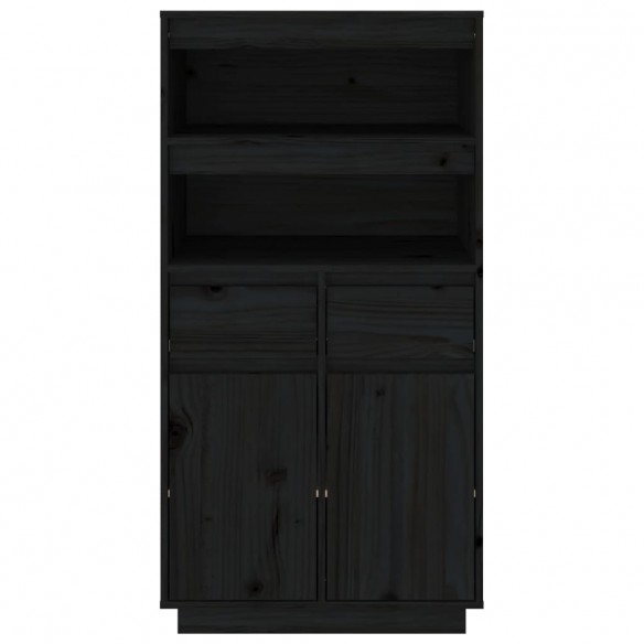 Buffet haut Noir 60x40x116,5 cm Bois massif de pin