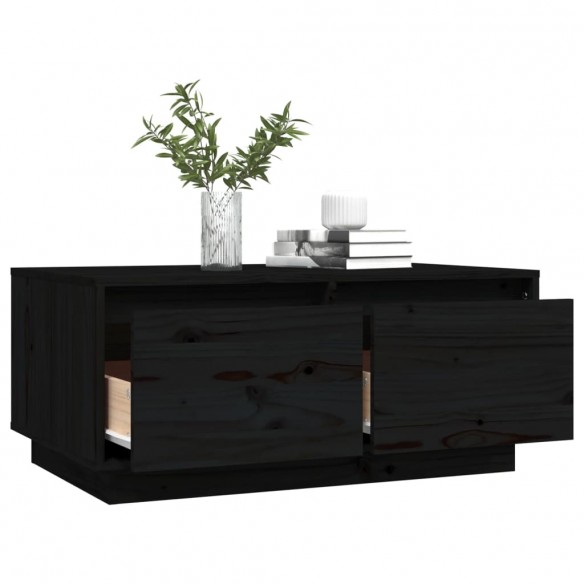 Table basse Noir 80x50x35 cm Bois massif de pin