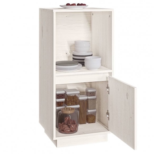 Buffet Blanc 38x35x80 cm Bois massif de pin