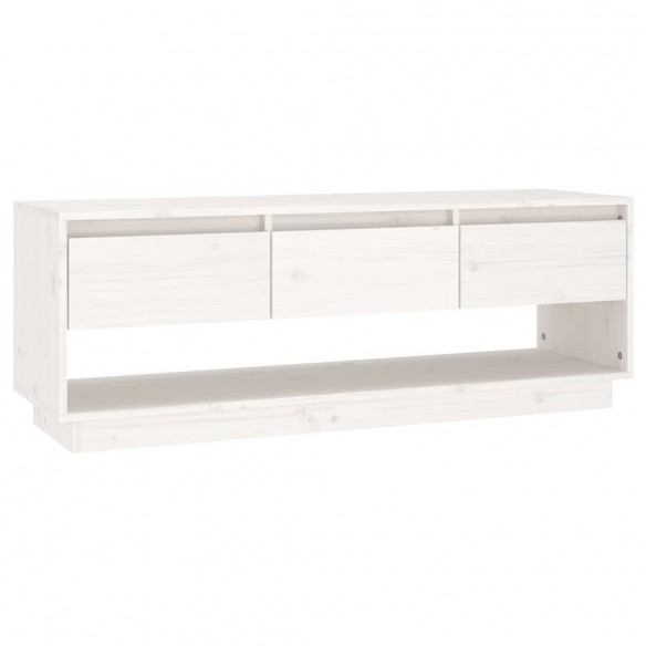 Meuble TV Blanc 110,5x34x40 cm Bois de pin massif