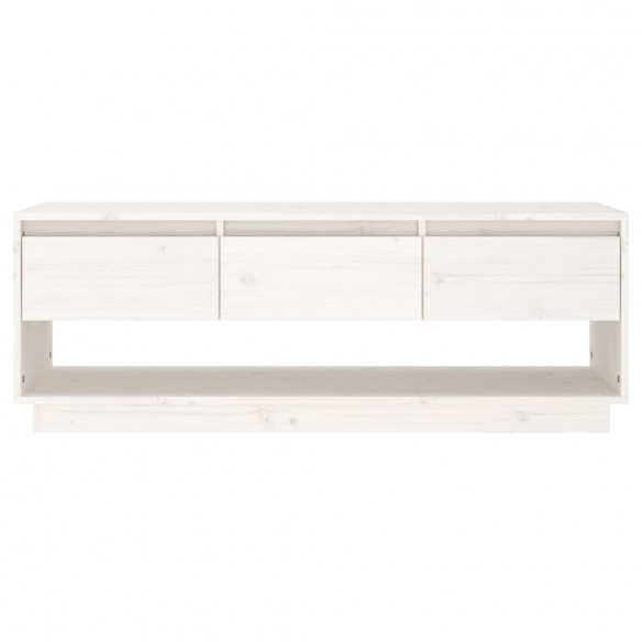 Meuble TV Blanc 110,5x34x40 cm Bois de pin massif