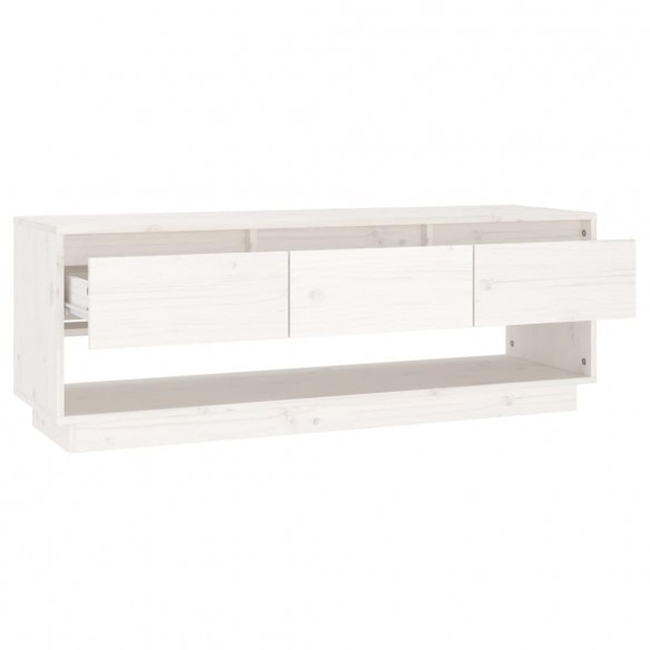 Meuble TV Blanc 110,5x34x40 cm Bois de pin massif