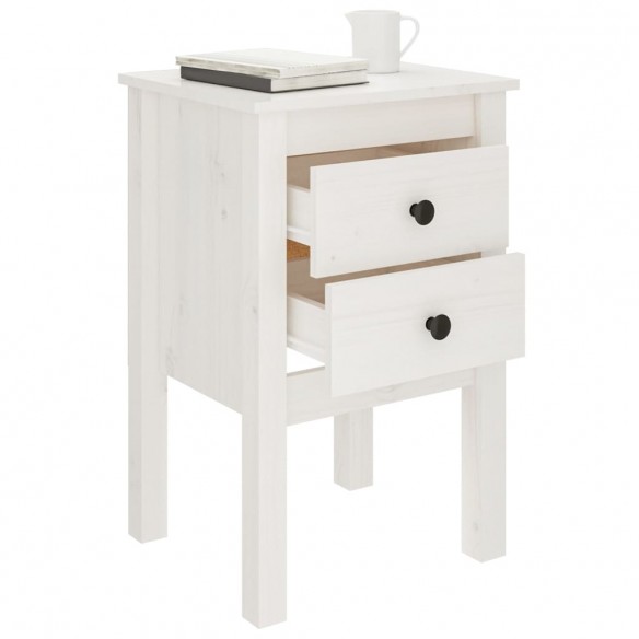 Tables de chevet 2 pcs Blanc 40x35x61,5 cm Bois de pin massif