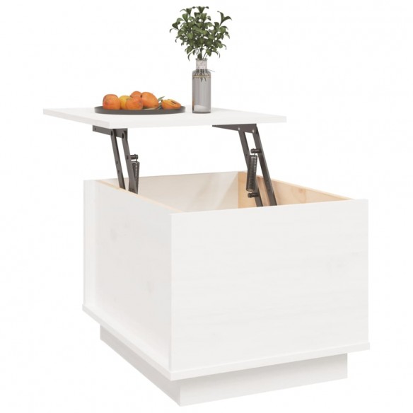 Table basse Blanc 40x50x35 cm Bois massif de pin