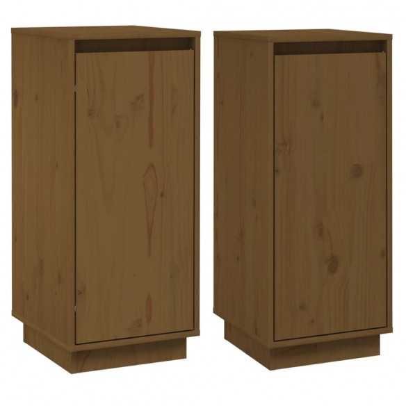 Buffets 2 pcs Marron miel 31,5x34x75 cm Bois massif de pin