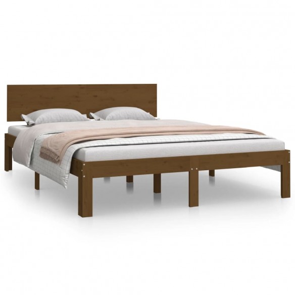 Cadre de lit Marron miel Bois massif 135x190 cm Double