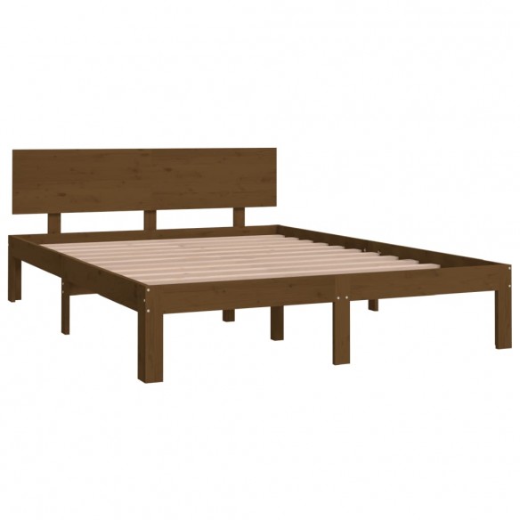 Cadre de lit Marron miel Bois massif 135x190 cm Double