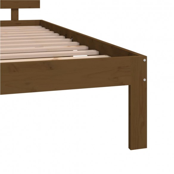 Cadre de lit Marron miel Bois massif 135x190 cm Double