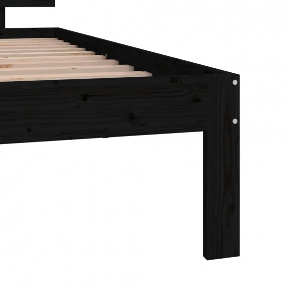 Cadre de lit Noir Bois massif 75x190 cm Petit simple