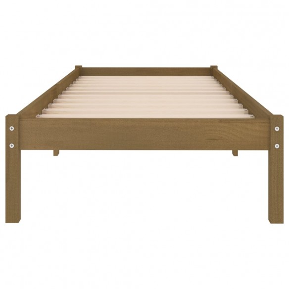 Cadre de lit Marron miel Bois massif 75x190 cm Petit simple