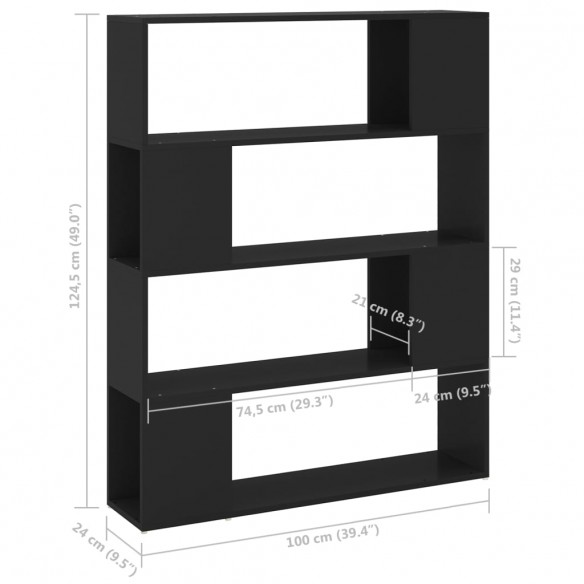 Bibliothèque/Séparateur de pièce Noir 100x24x124 cm