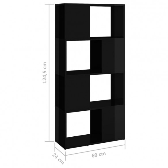 Bibliothèque/Séparateur de pièce Noir brillant 60x24x124,5 cm