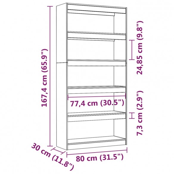 Bibliothèque/Séparateur de pièce Blanc 80x30x167,4cm Pin solide