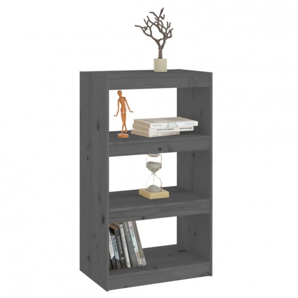 Bibliothèque/Séparateur de pièce Gris 60x30x103,5 cm Pin solide