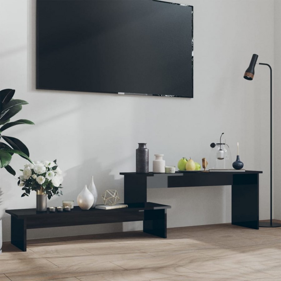 Meuble TV Noir brillant 180x30x43 cm Aggloméré