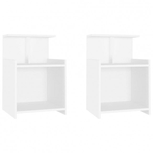 Tables de chevet 2 pcs Blanc 40x35x60 cm Aggloméré