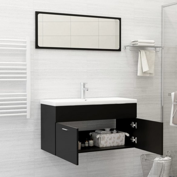 Ensemble de meubles de salle de bain 2 pcs Noir Aggloméré