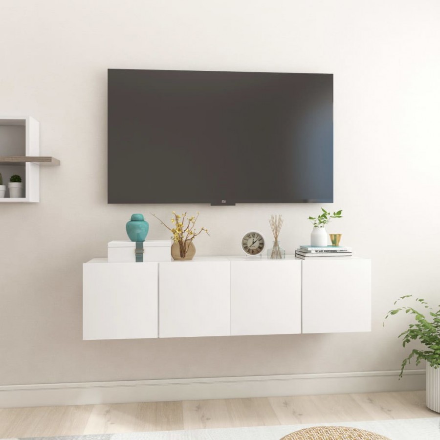 Meubles TV suspendus 2 pcs Blanc brillant 60x30x30 cm
