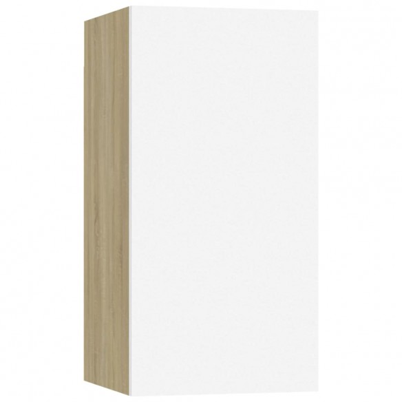 Meuble TV Blanc et chêne sonoma 30,5x30x60 cm Aggloméré