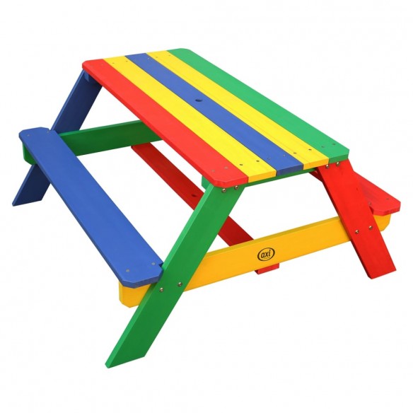 AXI Table de pique-nique pour enfants Nick avec parasol Arc-en-ciel