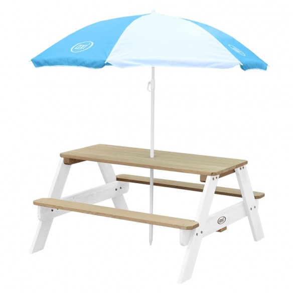 AXI Table de pique-nique pour enfants Nick et parasol Marron et blanc