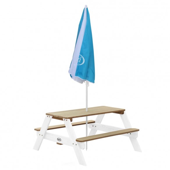 AXI Table de pique-nique pour enfants Nick et parasol Marron et blanc