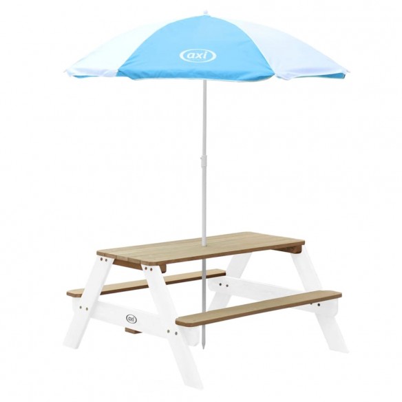 AXI Table de pique-nique pour enfants Nick et parasol Marron et blanc