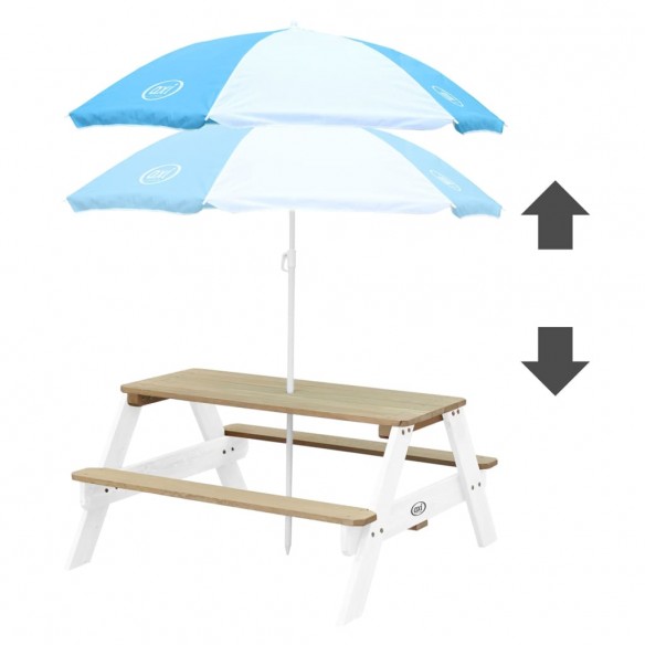 AXI Table de pique-nique pour enfants Nick et parasol Marron et blanc