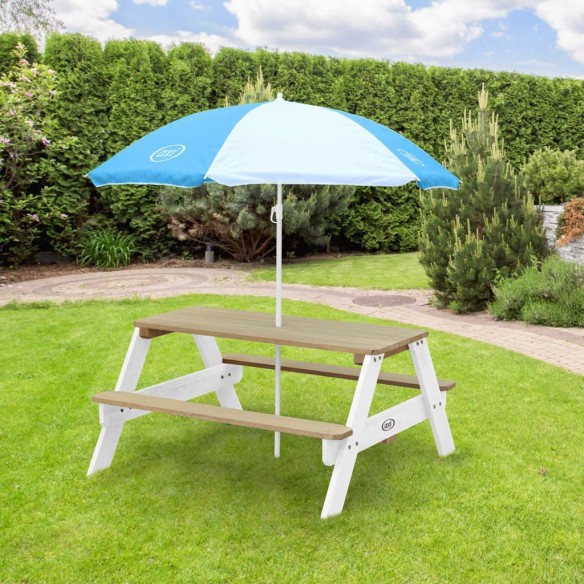 AXI Table de pique-nique pour enfants Nick et parasol Marron et blanc