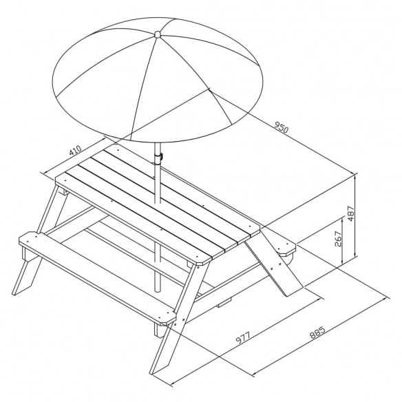 AXI Table de pique-nique pour enfants Nick et parasol Marron et blanc