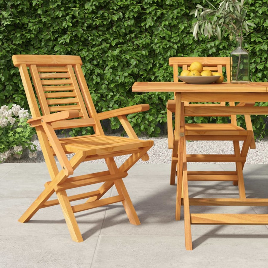 Chaises de jardin pliantes 2 pcs 56x63x90 cm bois massif teck