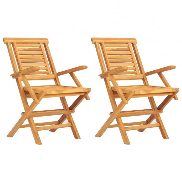 Chaises de jardin pliantes 2 pcs 56x63x90 cm bois massif teck