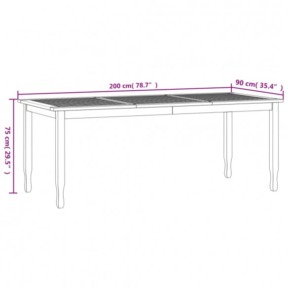 Table à dîner de jardin 200x90x75 cm bois massif de teck